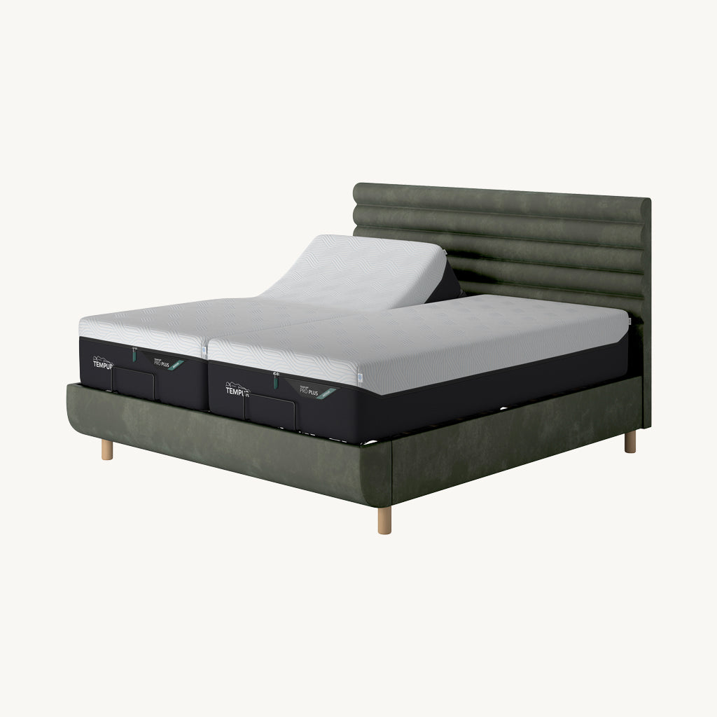 TEMPUR® Arc Adjustable Bed with Vectra Headboard in Green