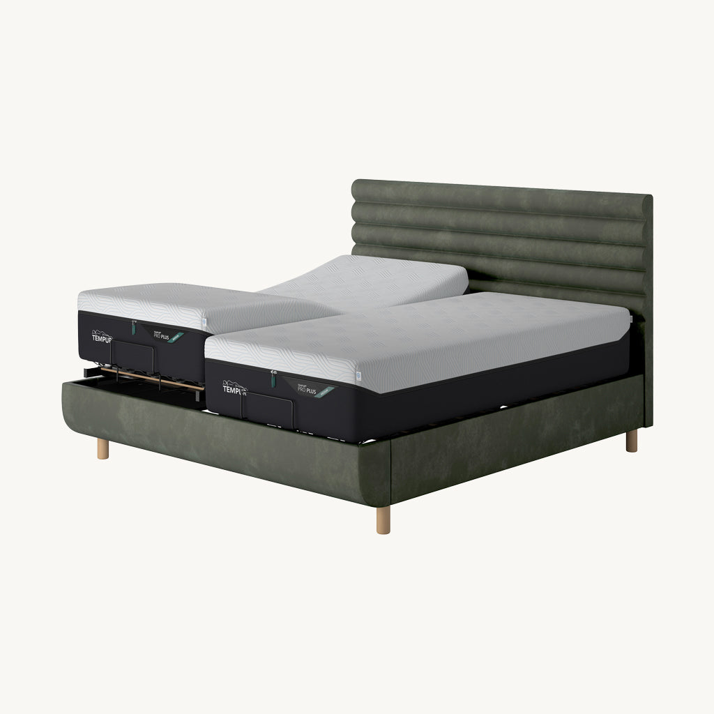 TEMPUR® Arc Adjustable Bed with Vectra Headboard in Green