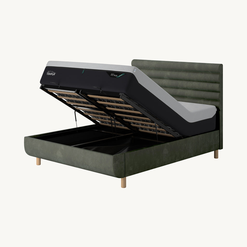 TEMPUR® Arc Ottoman Bed with Vectra Headboard in Green