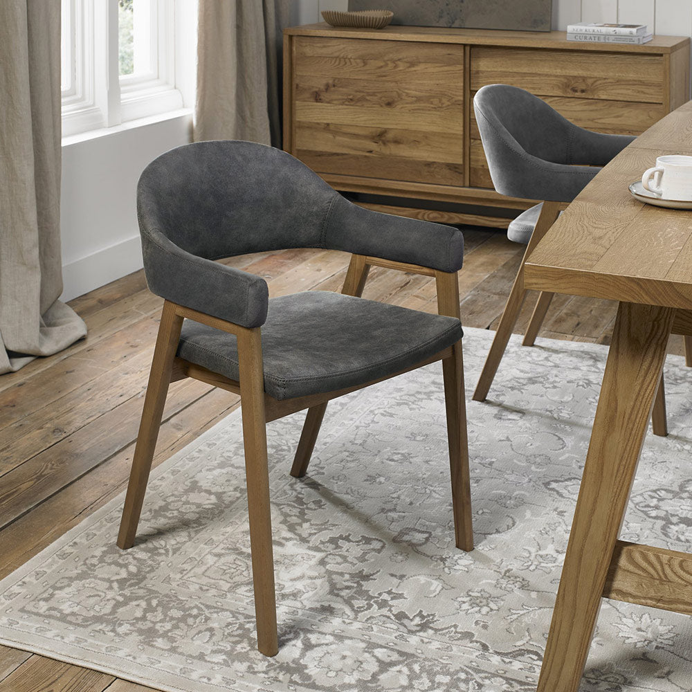 Highgate Rustic Oak Armchair in Dark Grey
