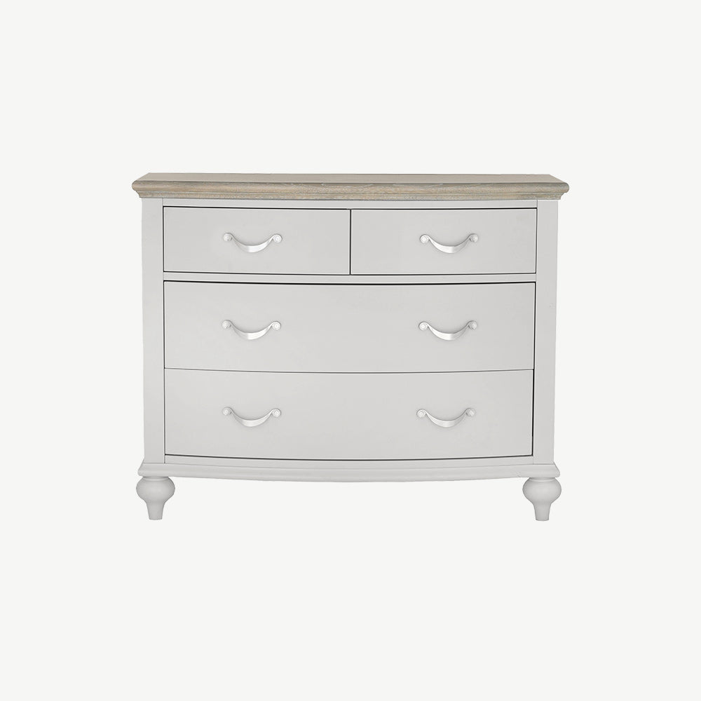 Oak soft grey 2 and 2 drawer chest with natural oak top