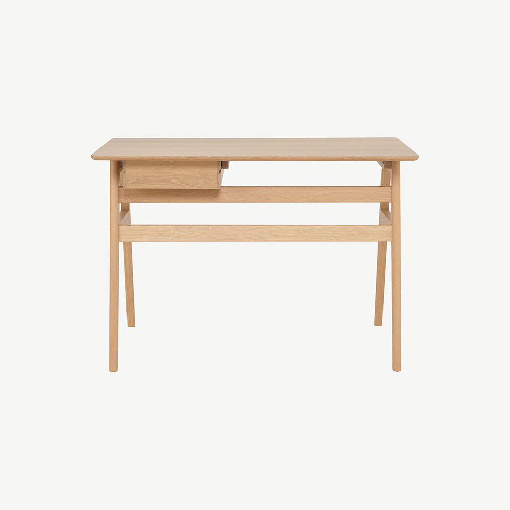 Oak veneer home office desk in pale oak finish