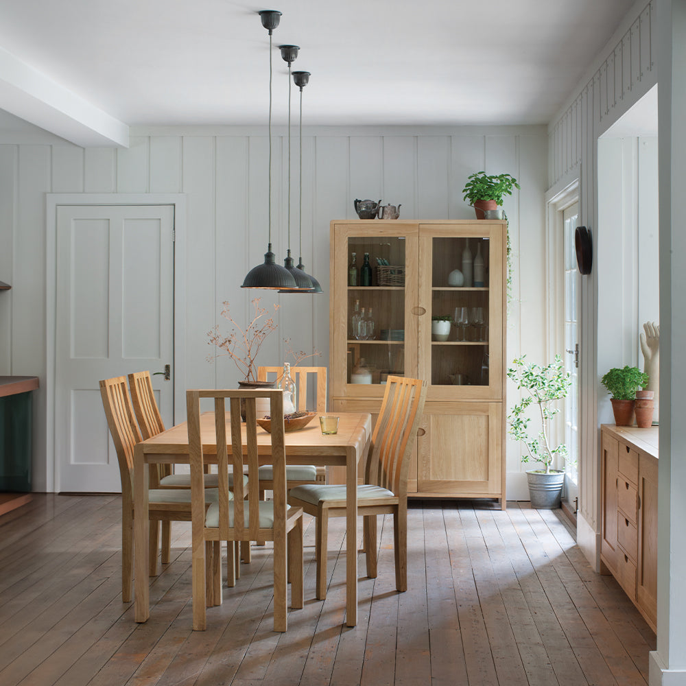 Ercol Bosco medium extending dining table in clear matt lacquer finish