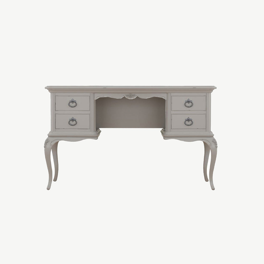 Sleek grey wood dressing table with four drawers