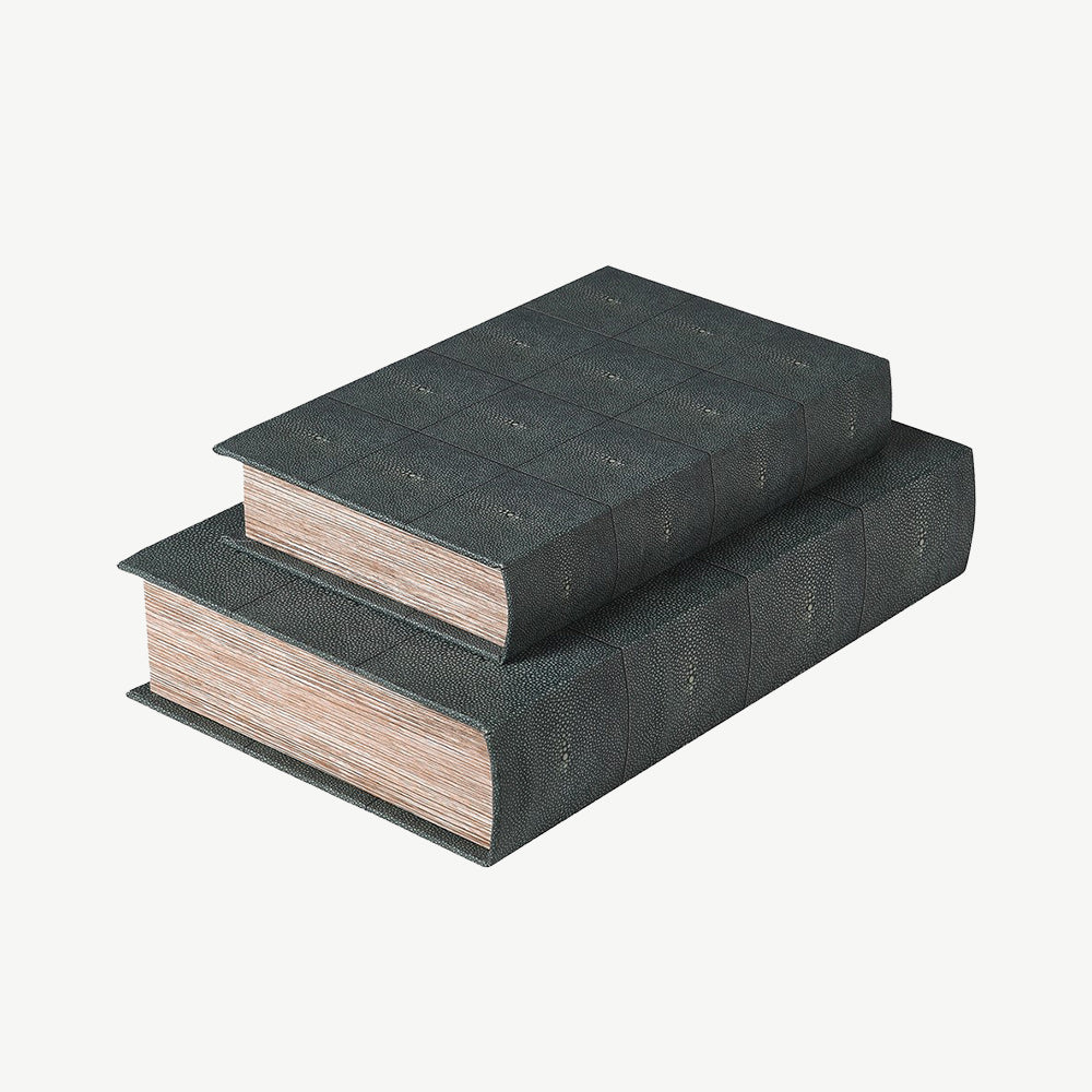 Vintage style faux shagreen book boxes