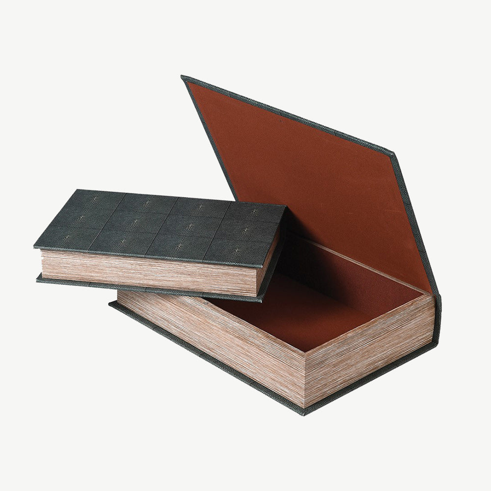 Vintage style faux shagreen book boxes