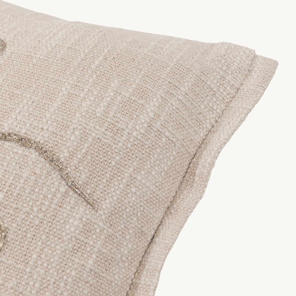 'Fa La La' Cream Embroidered Cushion