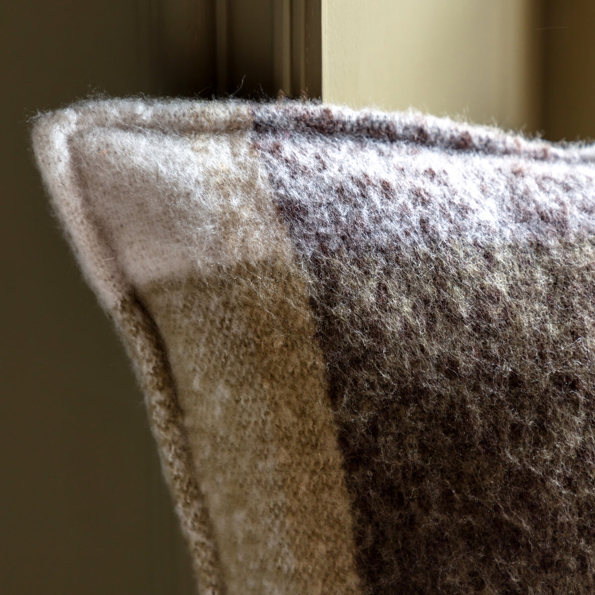 Check Faux Mohair Cushion
