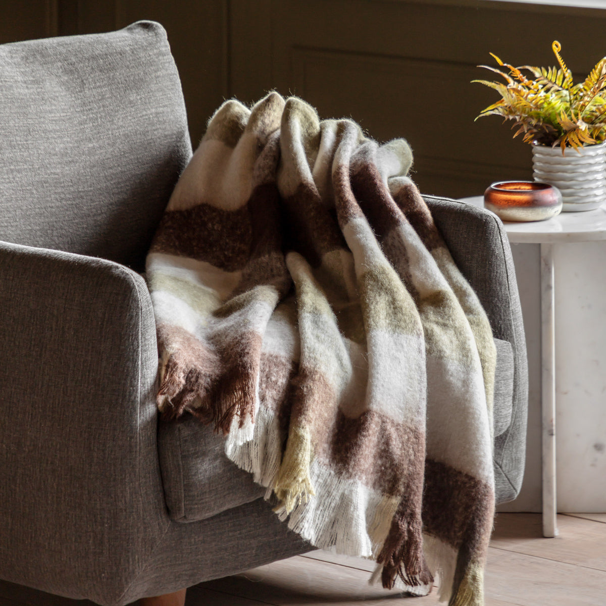 Check Faux Mohair Throw