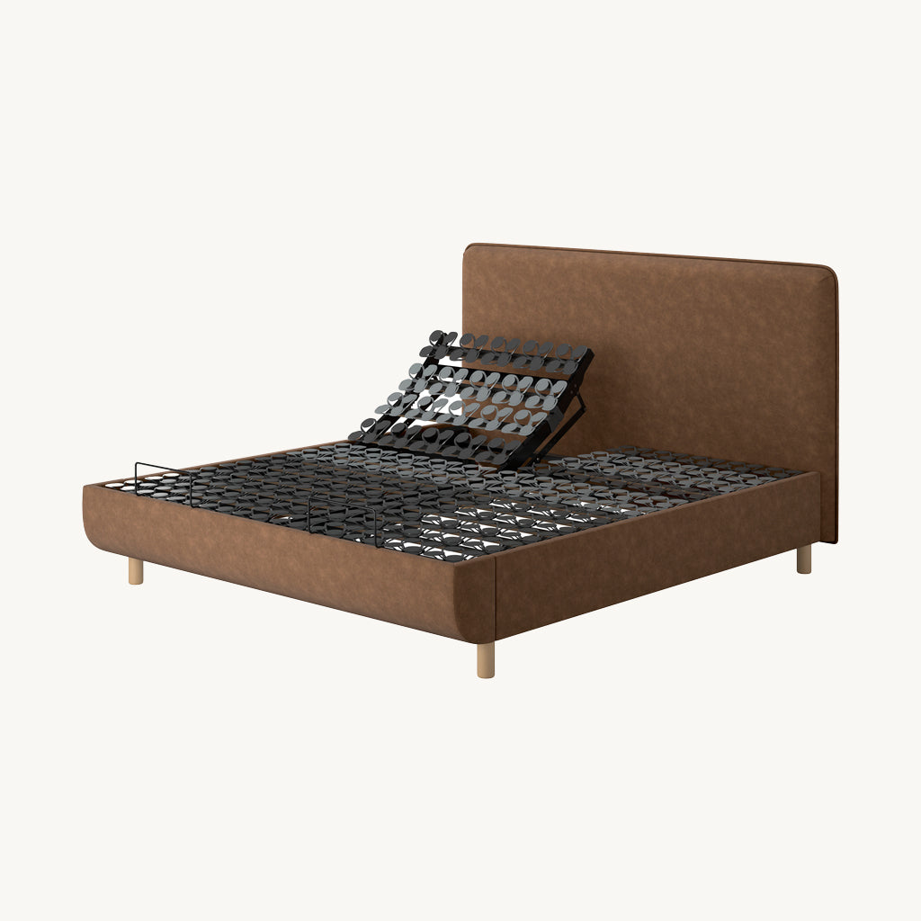 TEMPUR® Arc Adjustable Bed with Form Headboard in Light Brown
