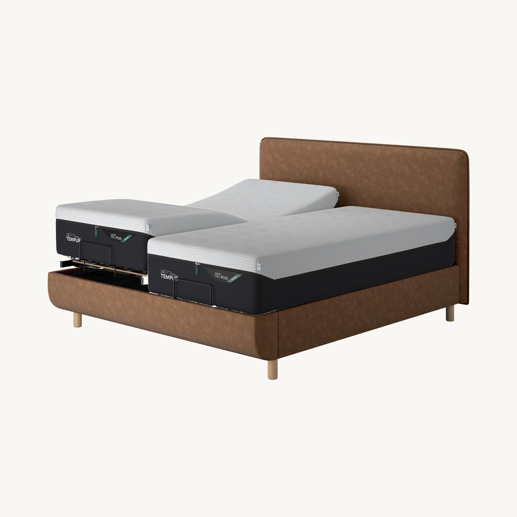 TEMPUR® Arc Adjustable Bed with Form Headboard in Light Brown
