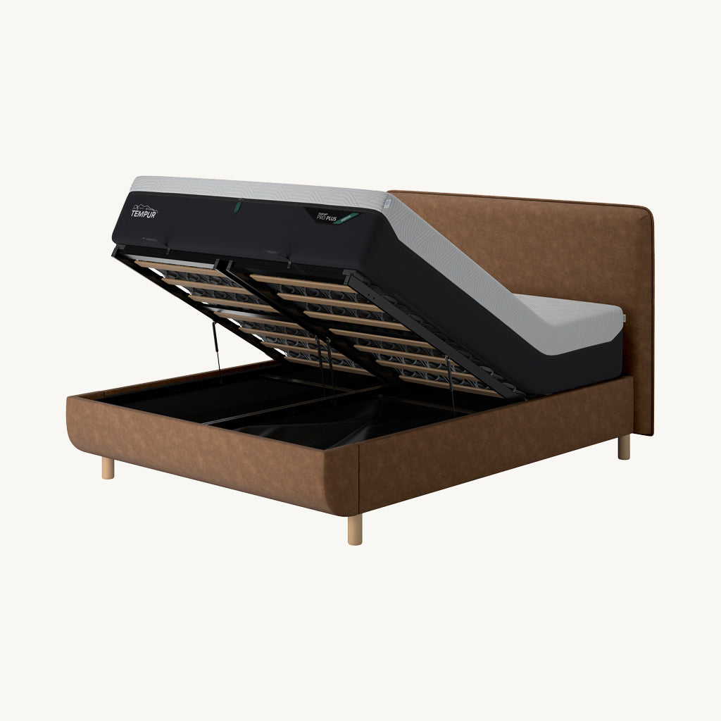 TEMPUR® Arc Ottoman Bed with Form Headboard in Light Brown