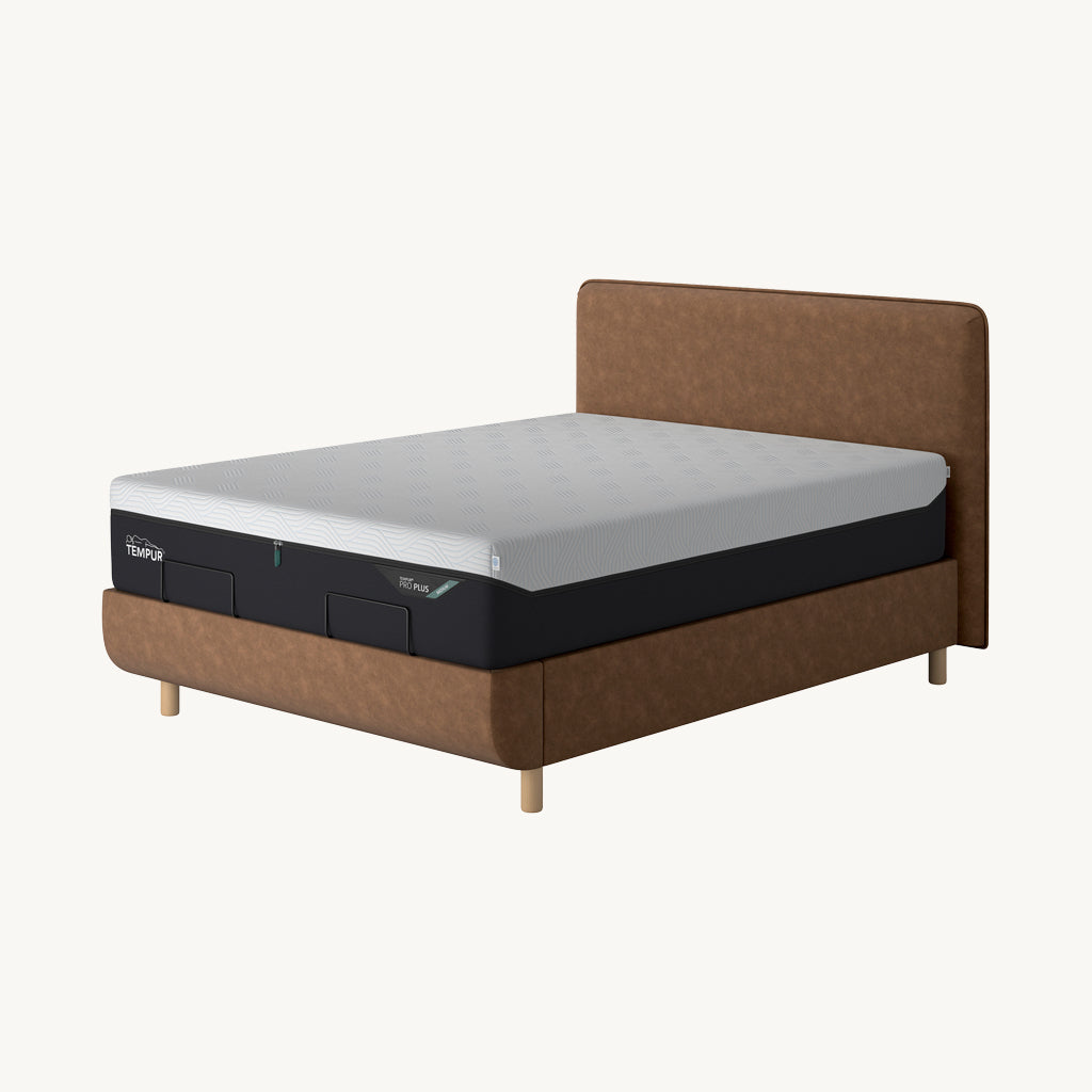 TEMPUR® Arc Static Bed with Form Headboard in Light Brown