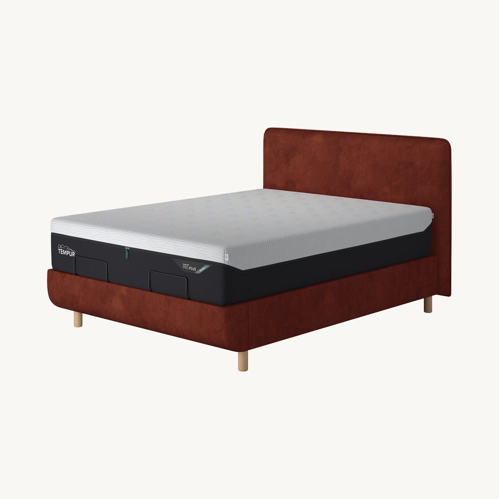 TEMPUR® Arc Static Bed with Form Headboard in Dark Brown