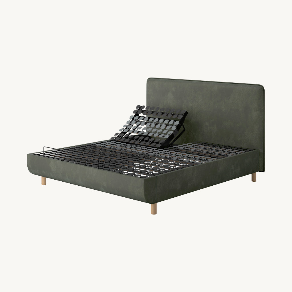 TEMPUR® Arc Adjustable Bed with Form Headboard in Green