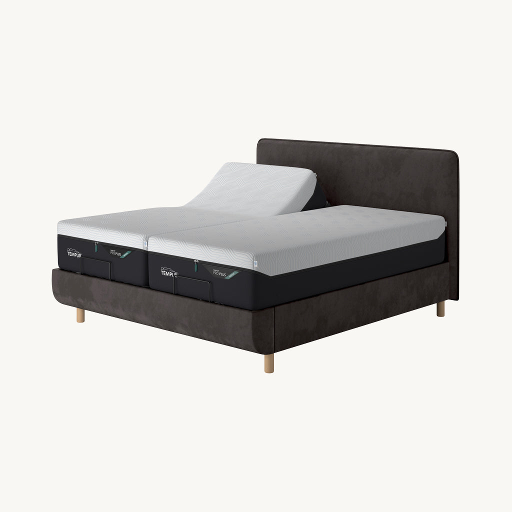 TEMPUR® Arc Adjustable Bed with Form Headboard in Grey