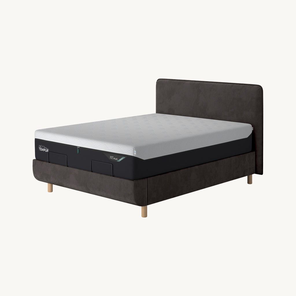 TEMPUR® Arc Static Bed with Form Headboard in Dark Grey