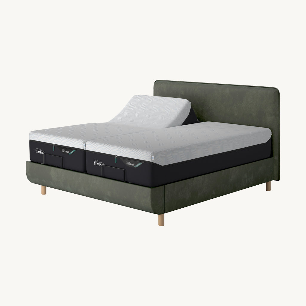 TEMPUR® Arc Adjustable Bed with Form Headboard in Green