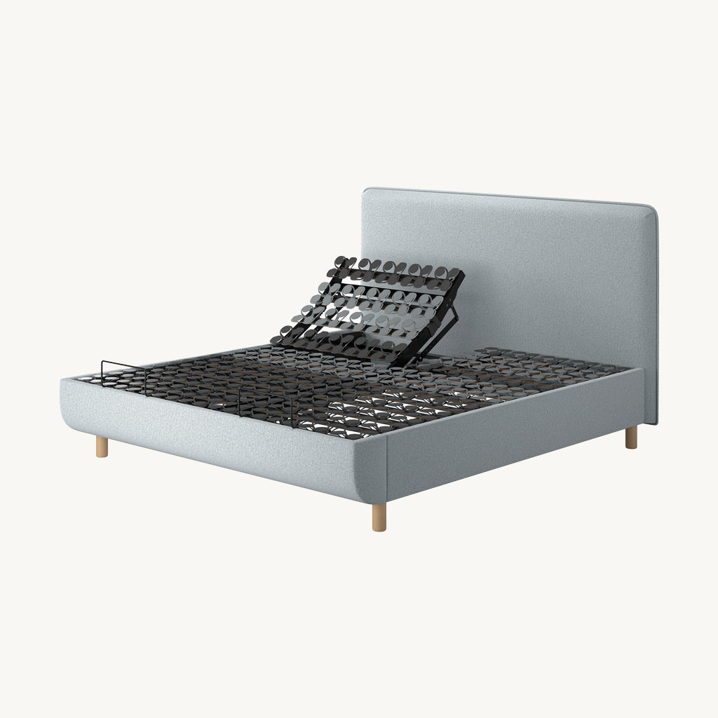 TEMPUR® Arc Adjustable Bed with Form Headboard in Light Grey