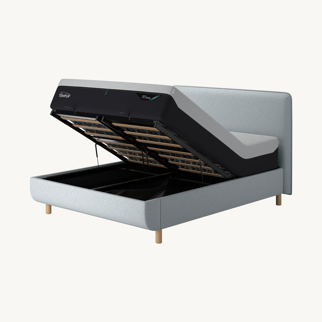 TEMPUR® Arc Ottoman Bed with Form Headboard in Light Grey