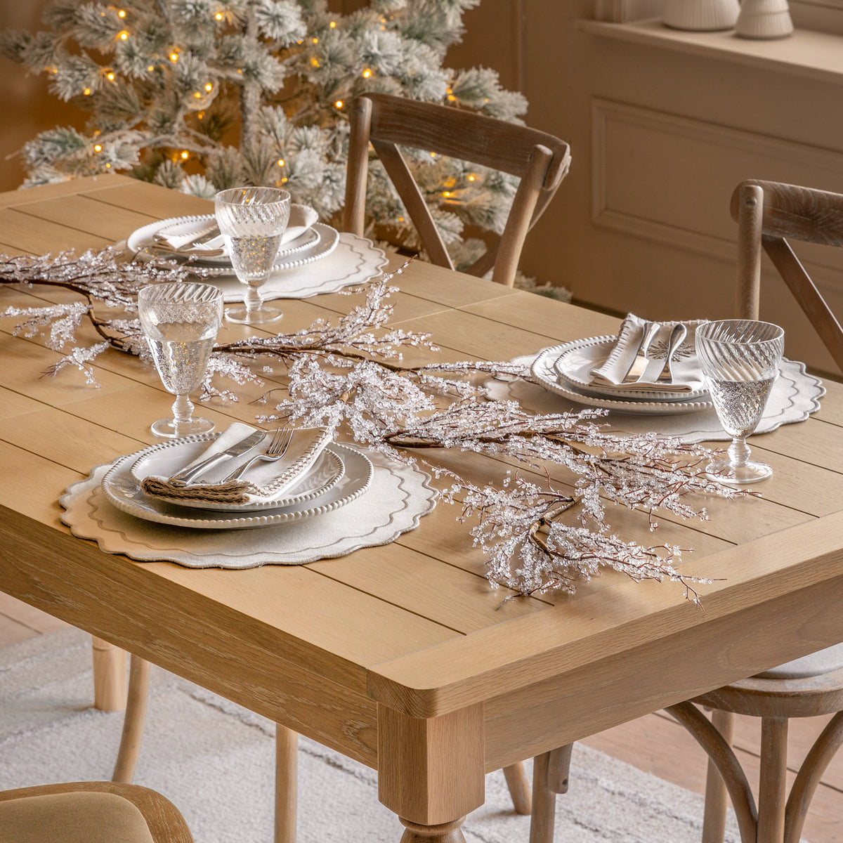 White Frosted Christmas Twig Garland