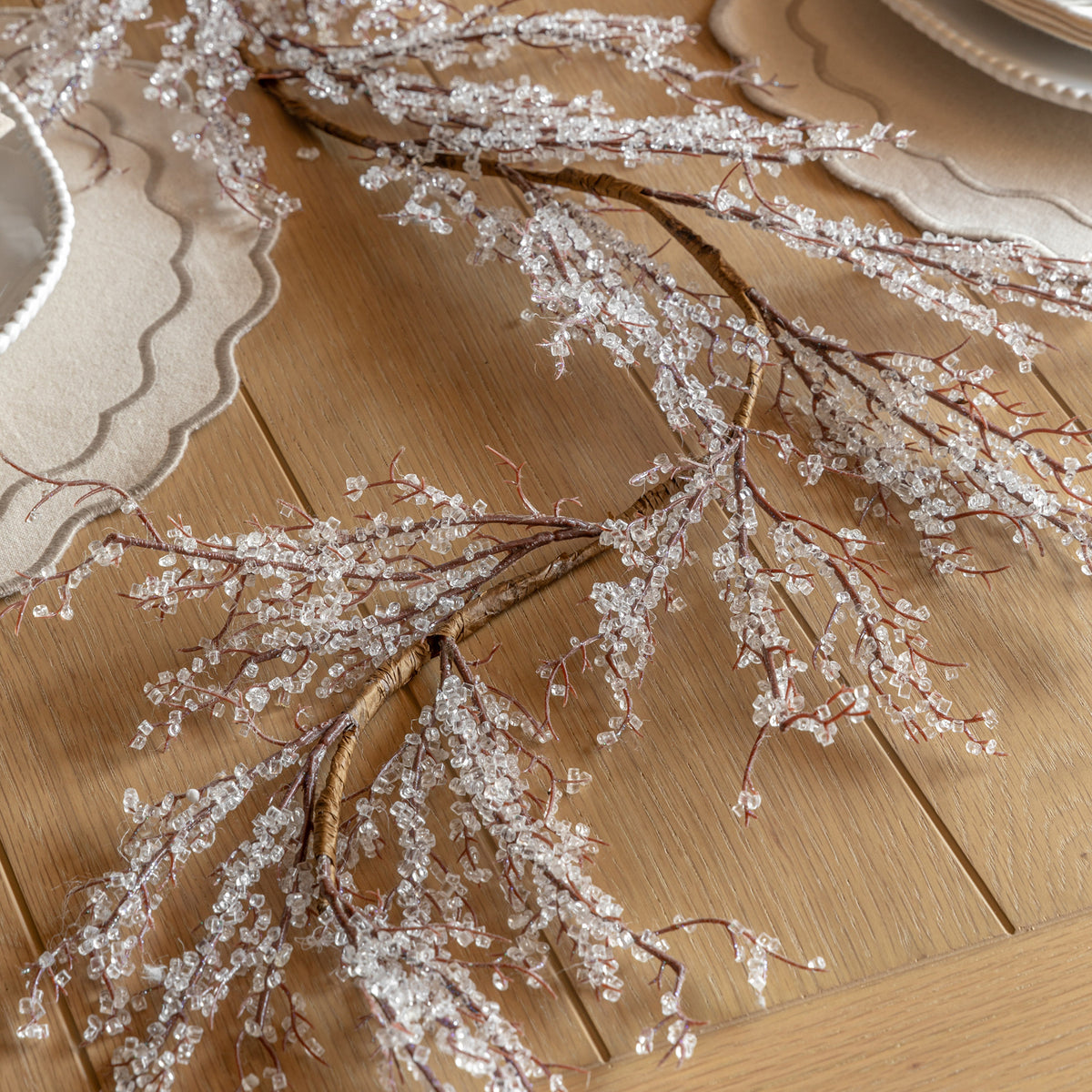 White Frosted Christmas Twig Garland