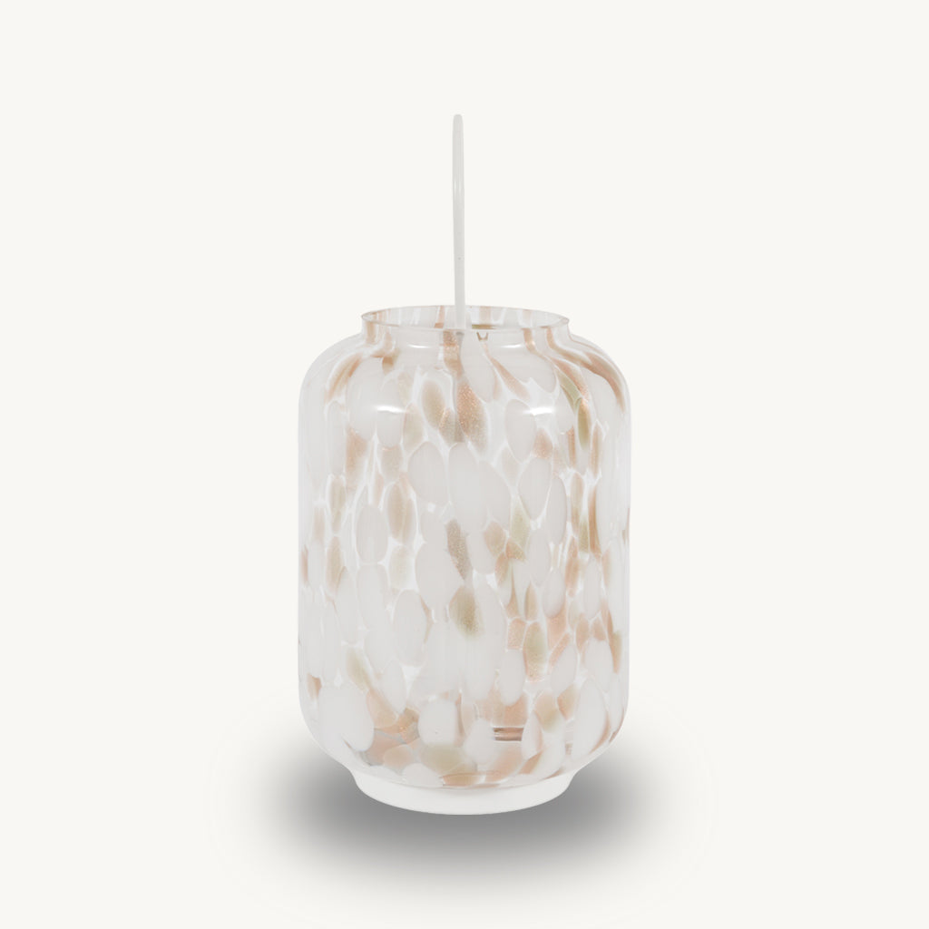 White and Gold Glass Candle Holder Lantern