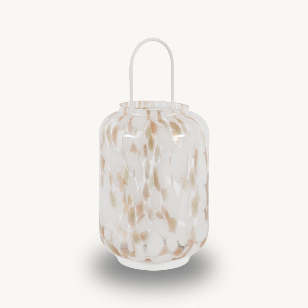 White and Gold Glass Candle Holder Lantern