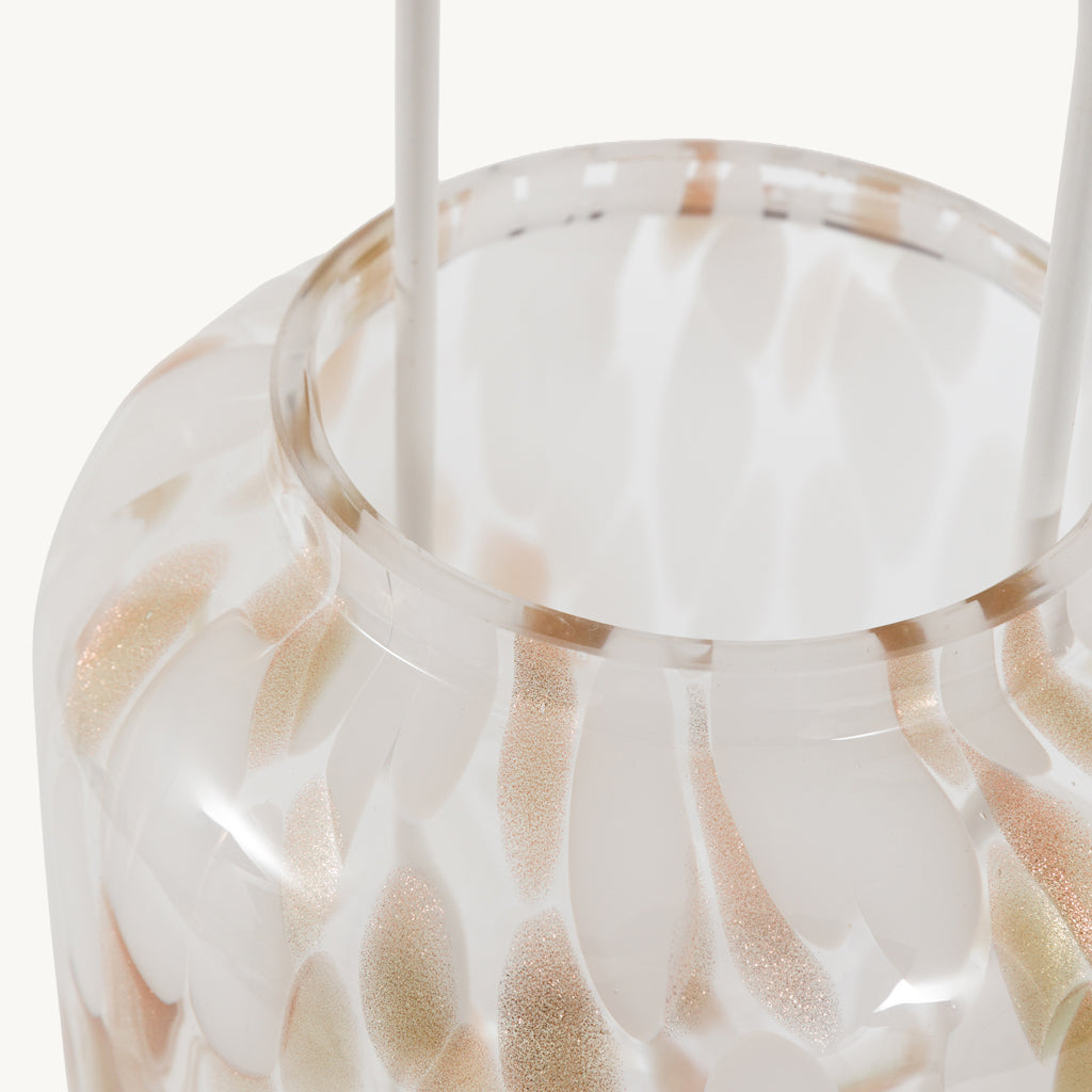 White and Gold Glass Candle Holder Lantern