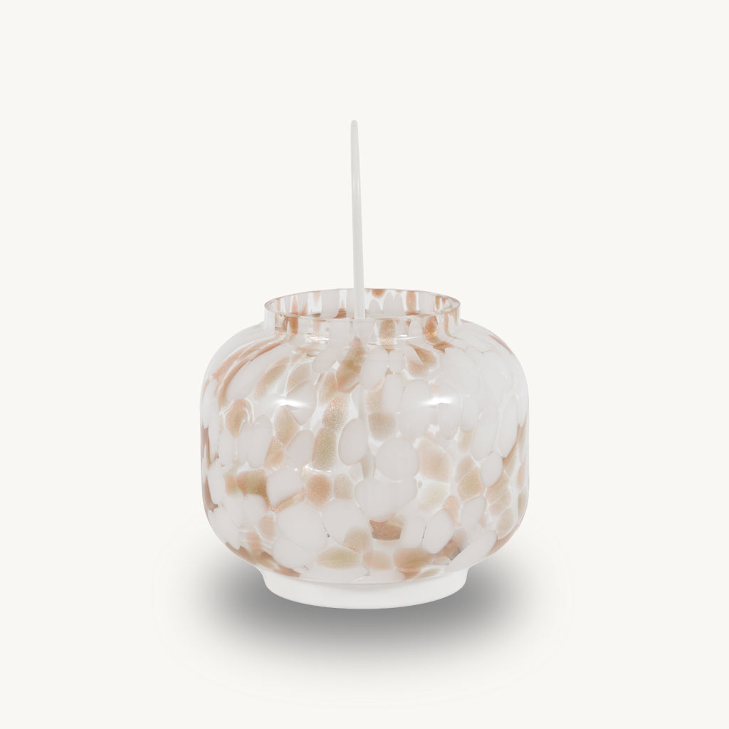 White and Gold Glass Candle Holder Lantern