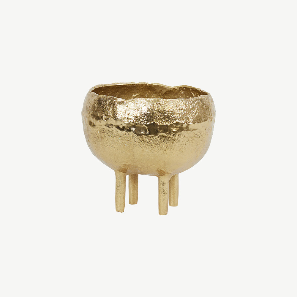 Gold finish metal ornamental footed bowl