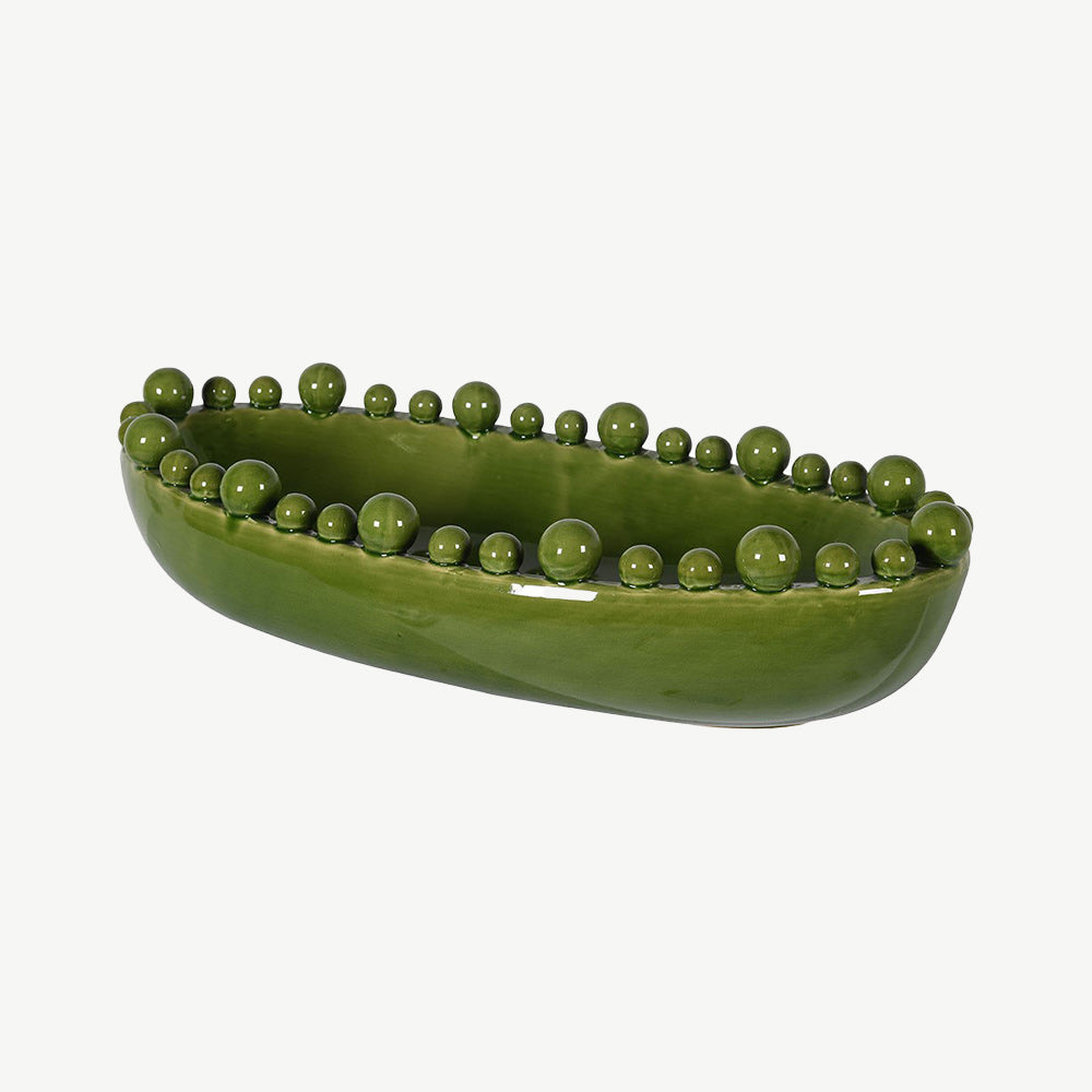 Oval Ceramic Bobble Bowl in Green