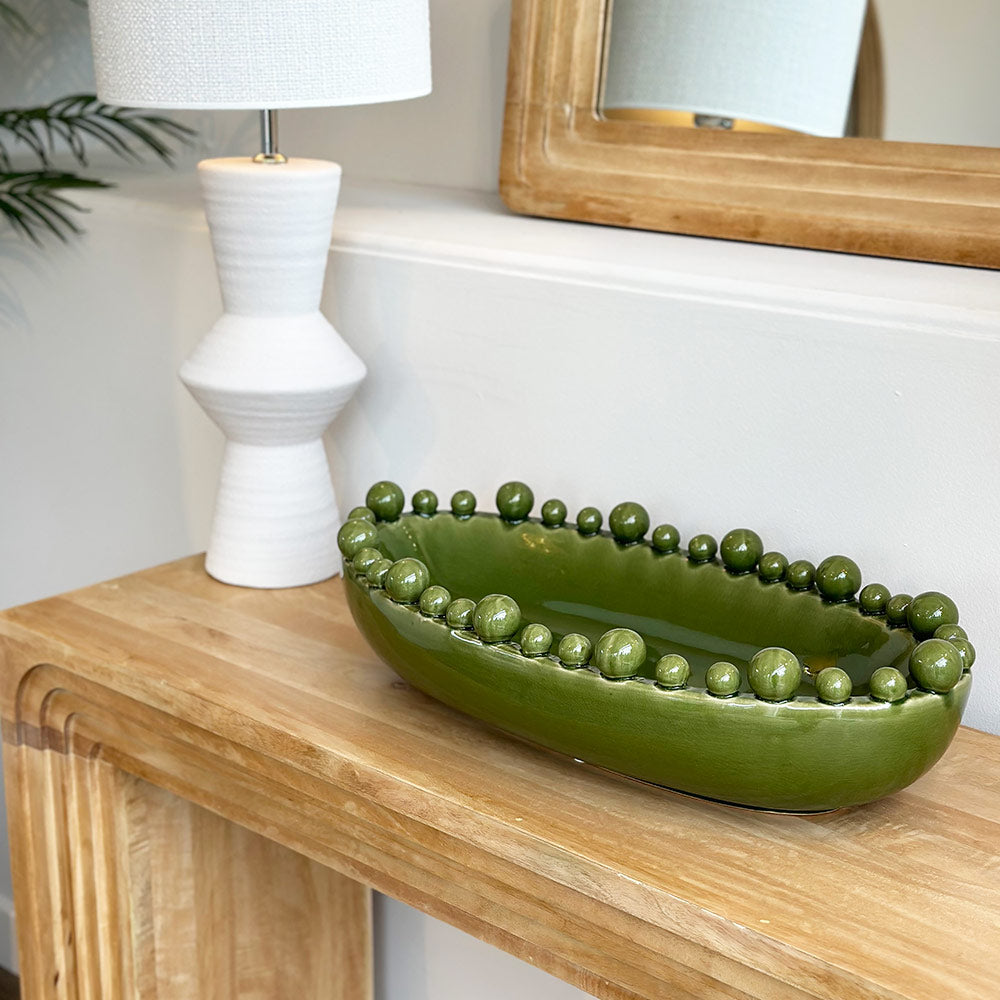 Oval Ceramic Bobble Bowl in Green