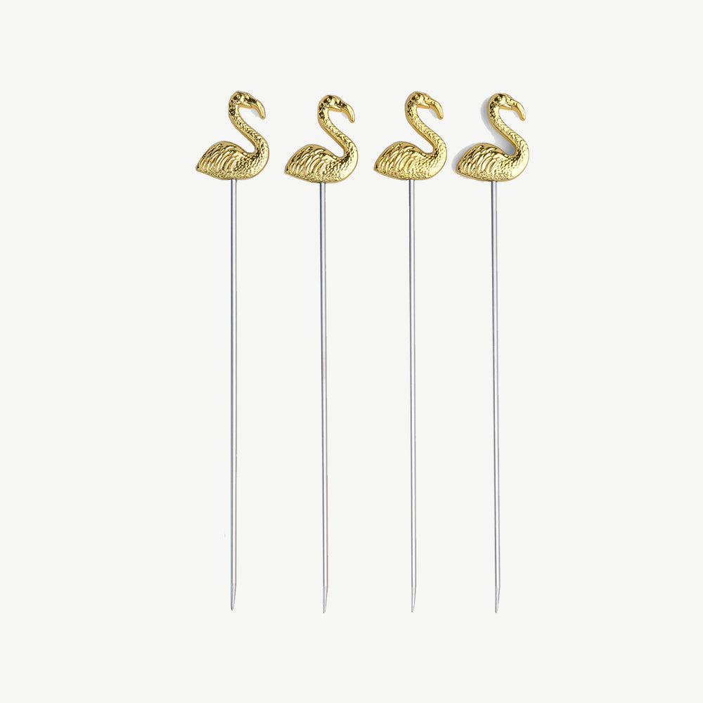 Set Of 4 Flamingo Cocktail Picks