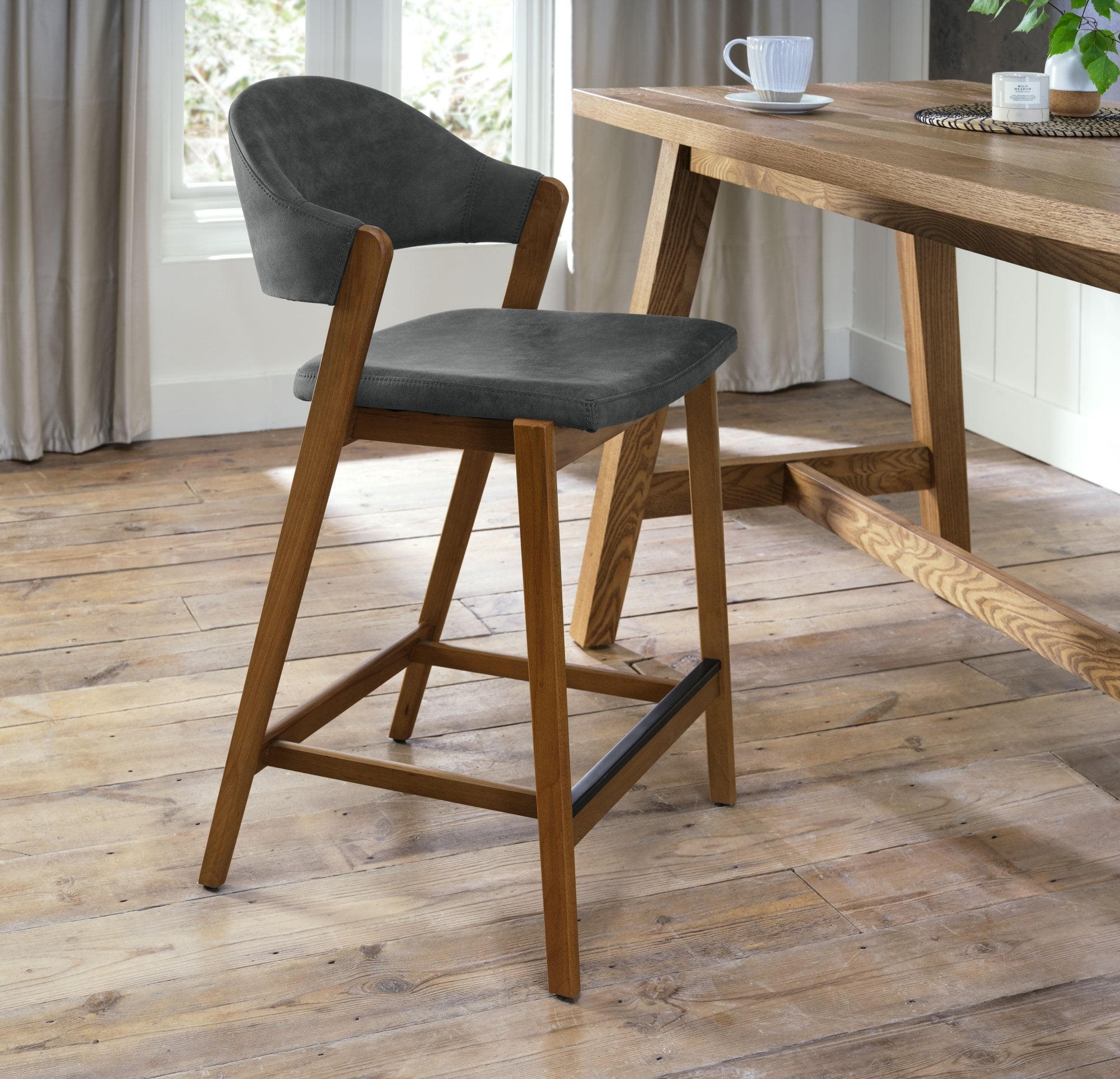 Highgate Rustic Oak Barstool in Dark Grey