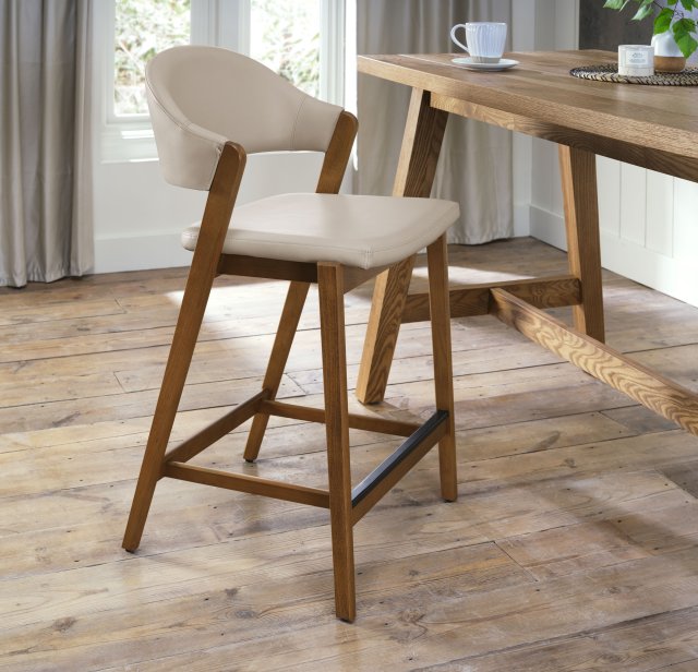 Highgate Rustic Oak Barstool in Light Grey