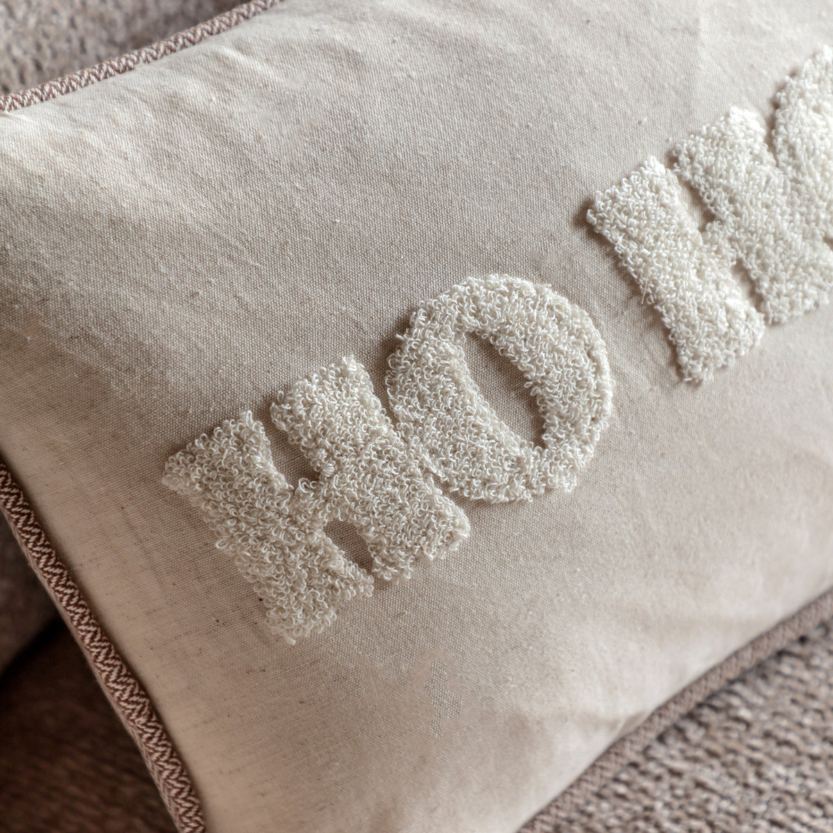 'Ho Ho Ho' Linen Embroidered Cushion
