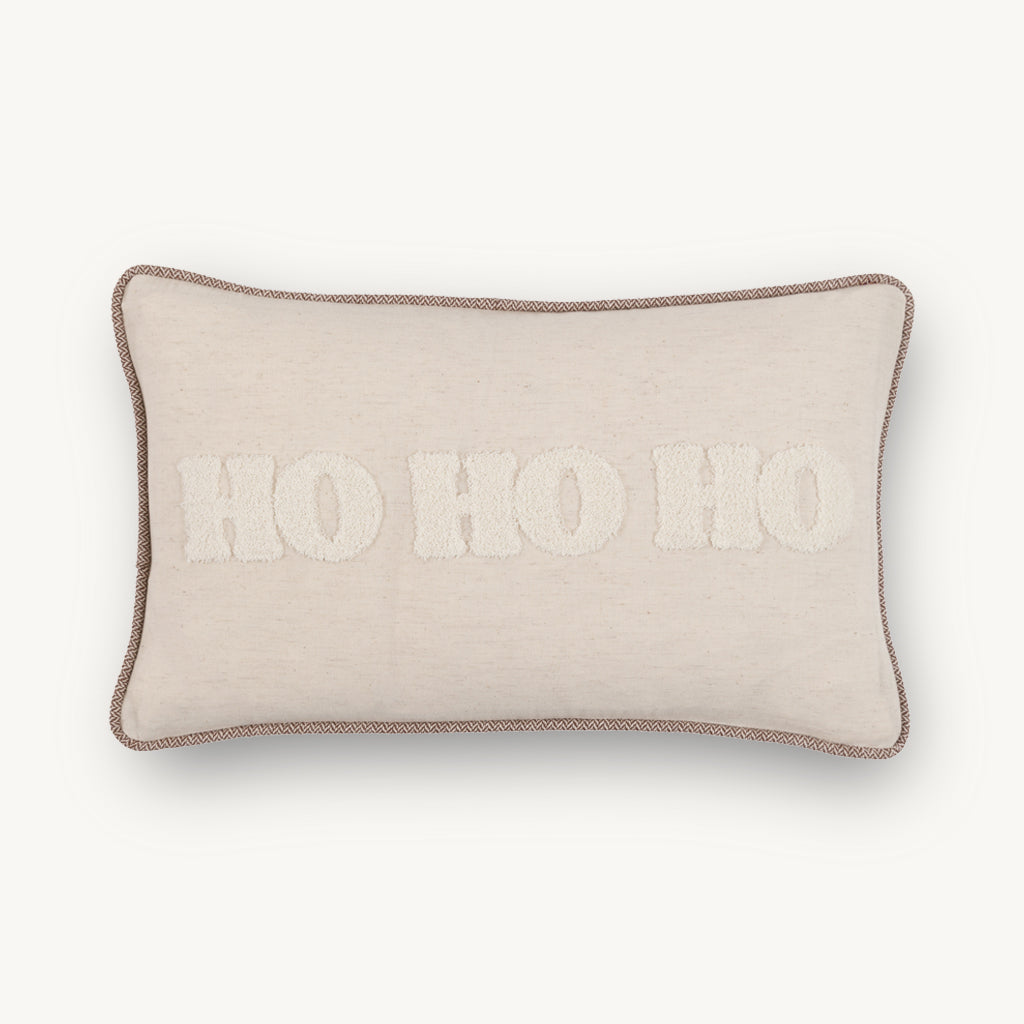 'Ho Ho Ho' Linen Embroidered Cushion
