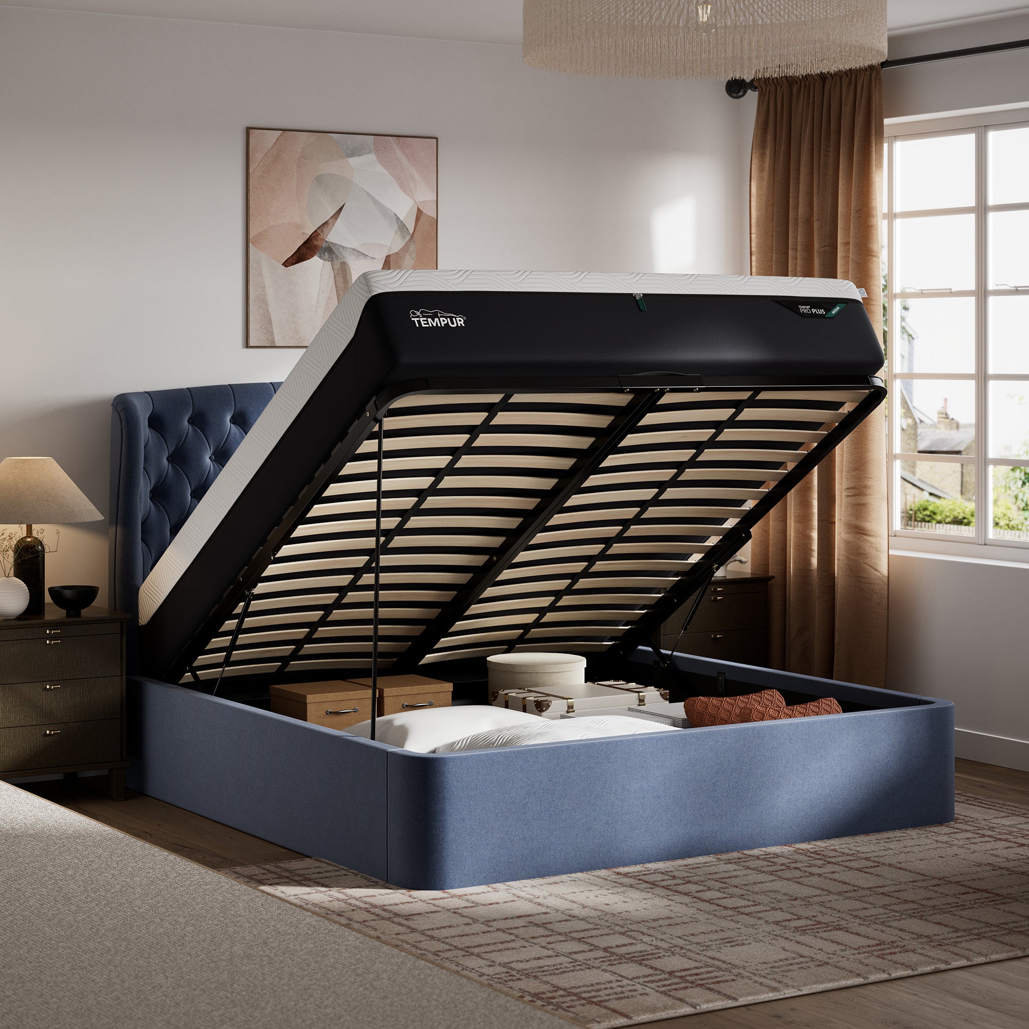 TEMPUR® Holcot Ottoman Bed in Blue