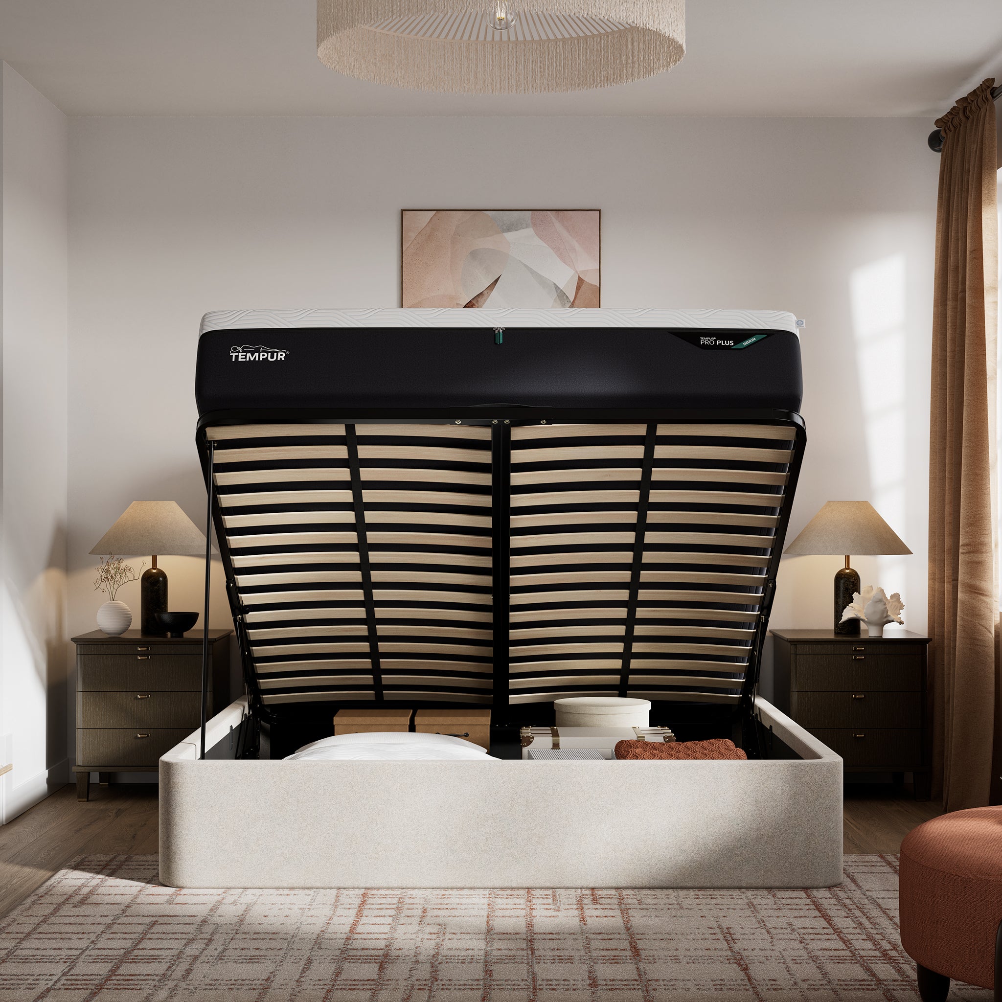 TEMPUR® Holcot Ottoman Bed in Beige