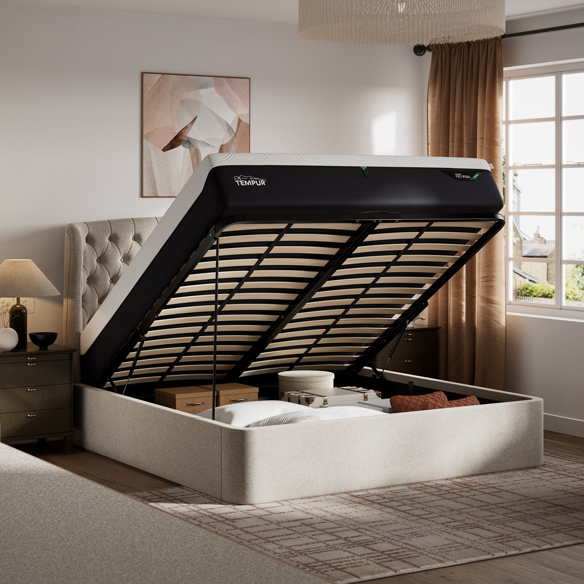 TEMPUR® Holcot Ottoman Bed in Beige