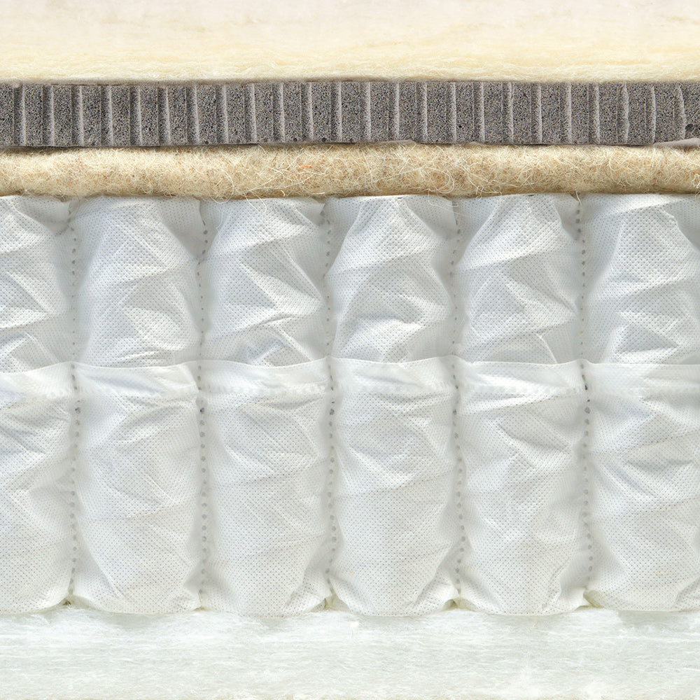 Luxury white mattress in contemporary bedroom setting