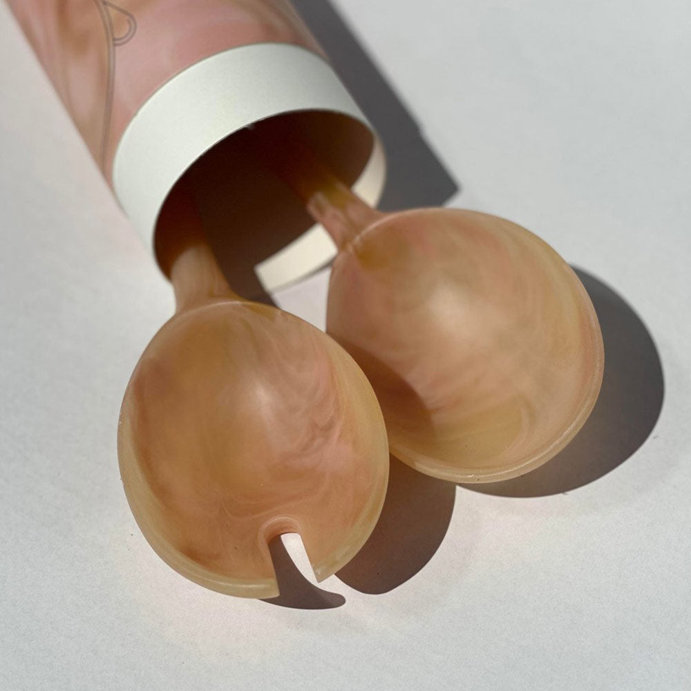 Salad Servers in Peach