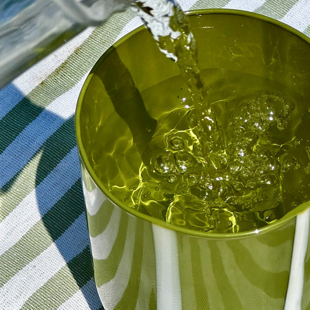 Stripe Glass Tumbler in Olive