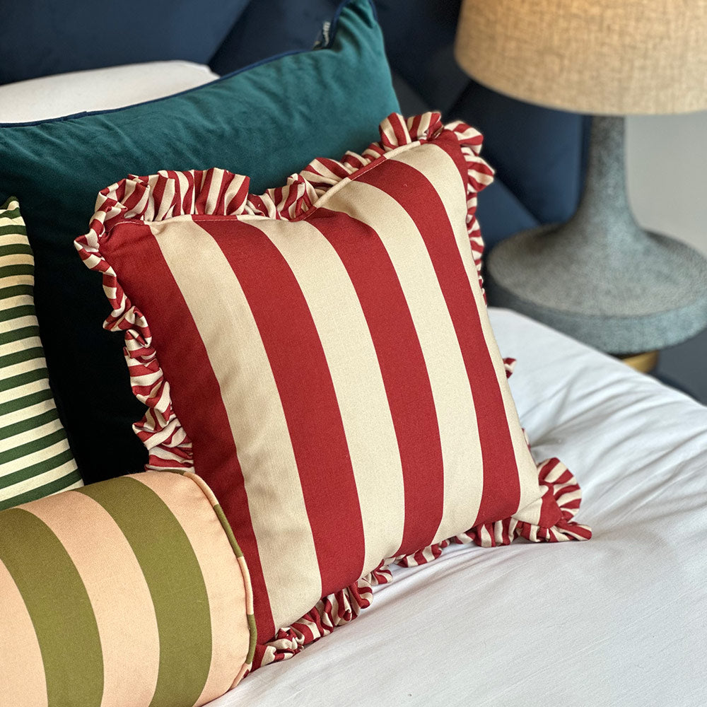 Red and white striped cocktail cushion
