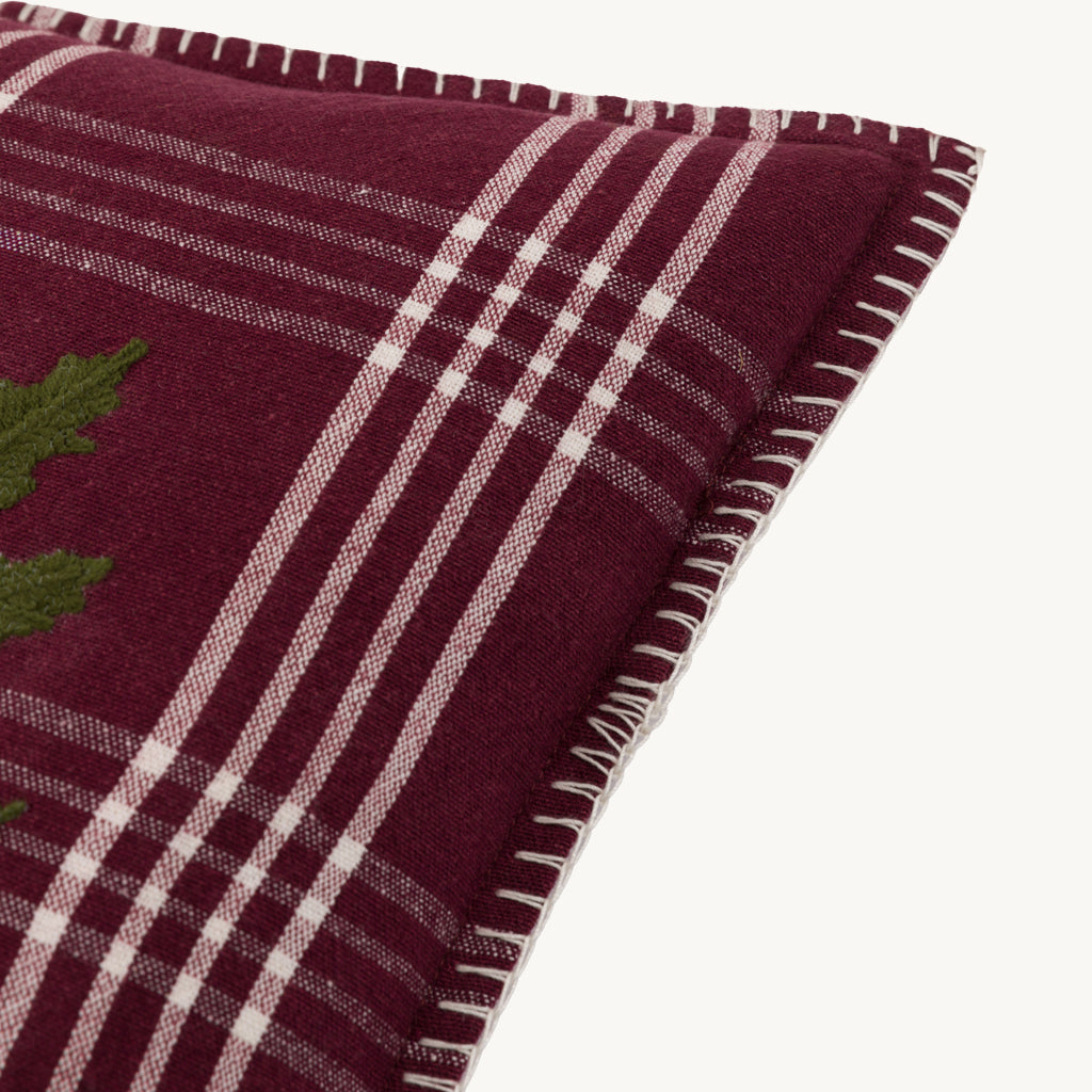 'Joy To The World' Embroidered Cotton Cushion