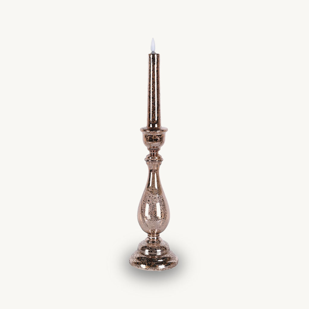 Gold LED Glass Candlestick
