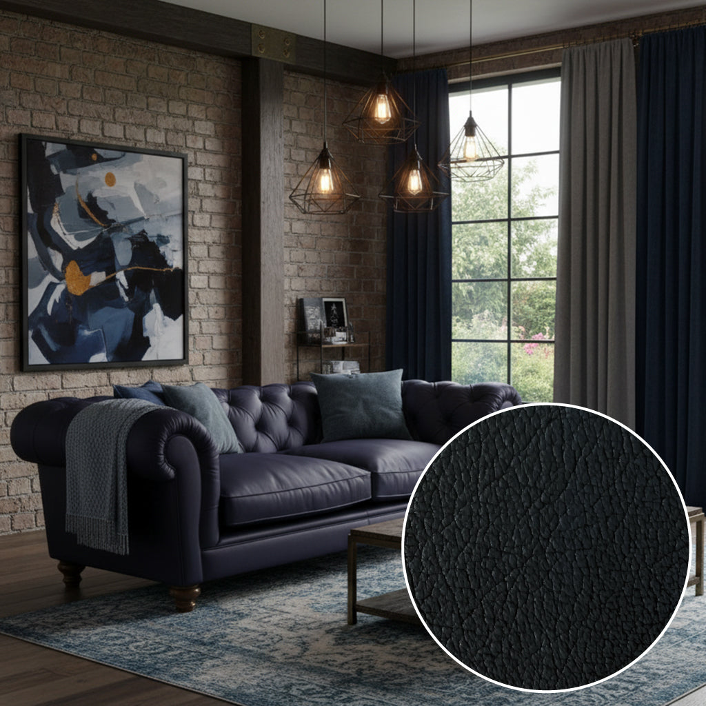 Britannia Leather Sofa in Dark Blue