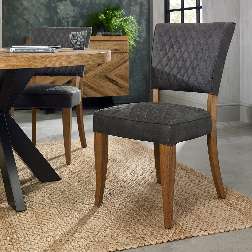 Glendale Rustic Oak Logan Chair In Dark Grey