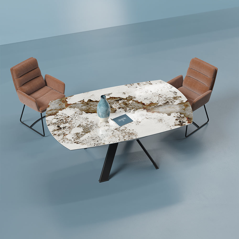 Grande Austen Dining Table in Calcatta Marble